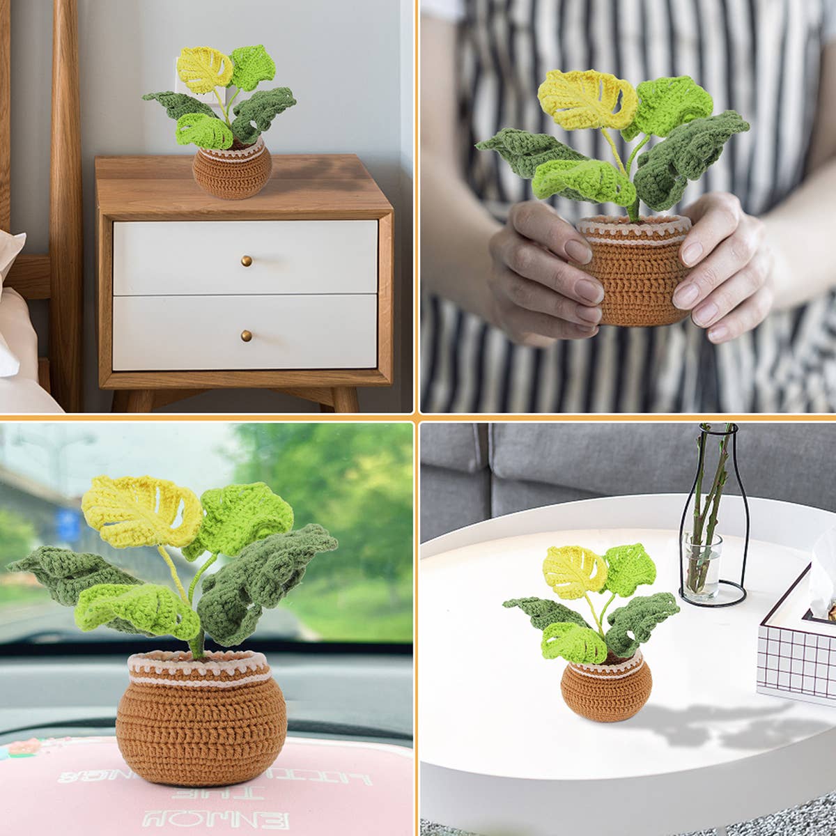 HANDMADE DIY MONSTERA DOLL CROCHET MATERIAL PACK_CWMM0821: Green / (OS) 1