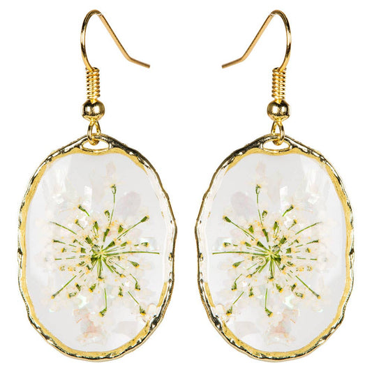 DRIED FLOWER OVAL EARRINGS