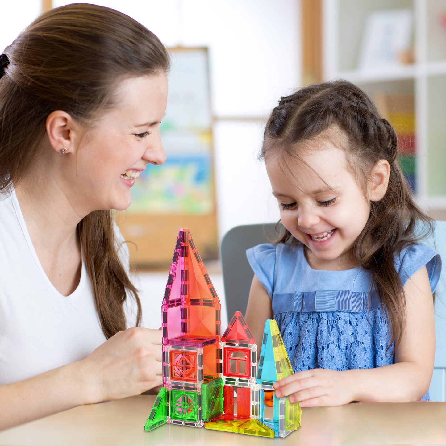 PicassoTiles 48 Pieces Travel Size Magnetic Tiles Toy