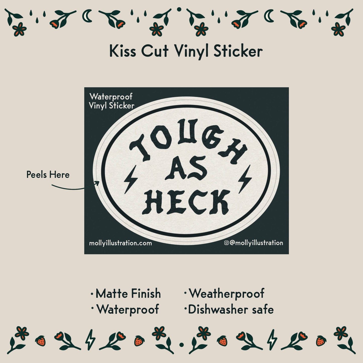Tough As Heck Waterproof Vinyl Sticker