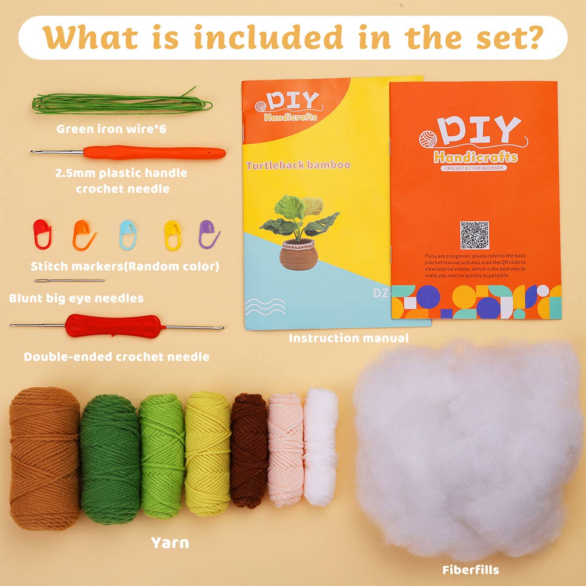HANDMADE DIY MONSTERA DOLL CROCHET MATERIAL PACK_CWMM0821: Green / (OS) 1