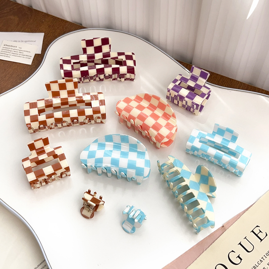 Checkerboard Hair Claw – Candy Color Acetate Look_CWMM10084