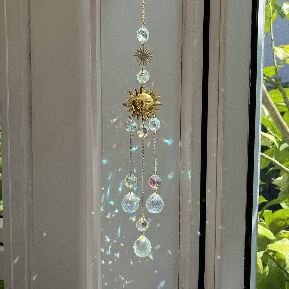 Metal Sun Moon Crystal Home Hangings DP25A929