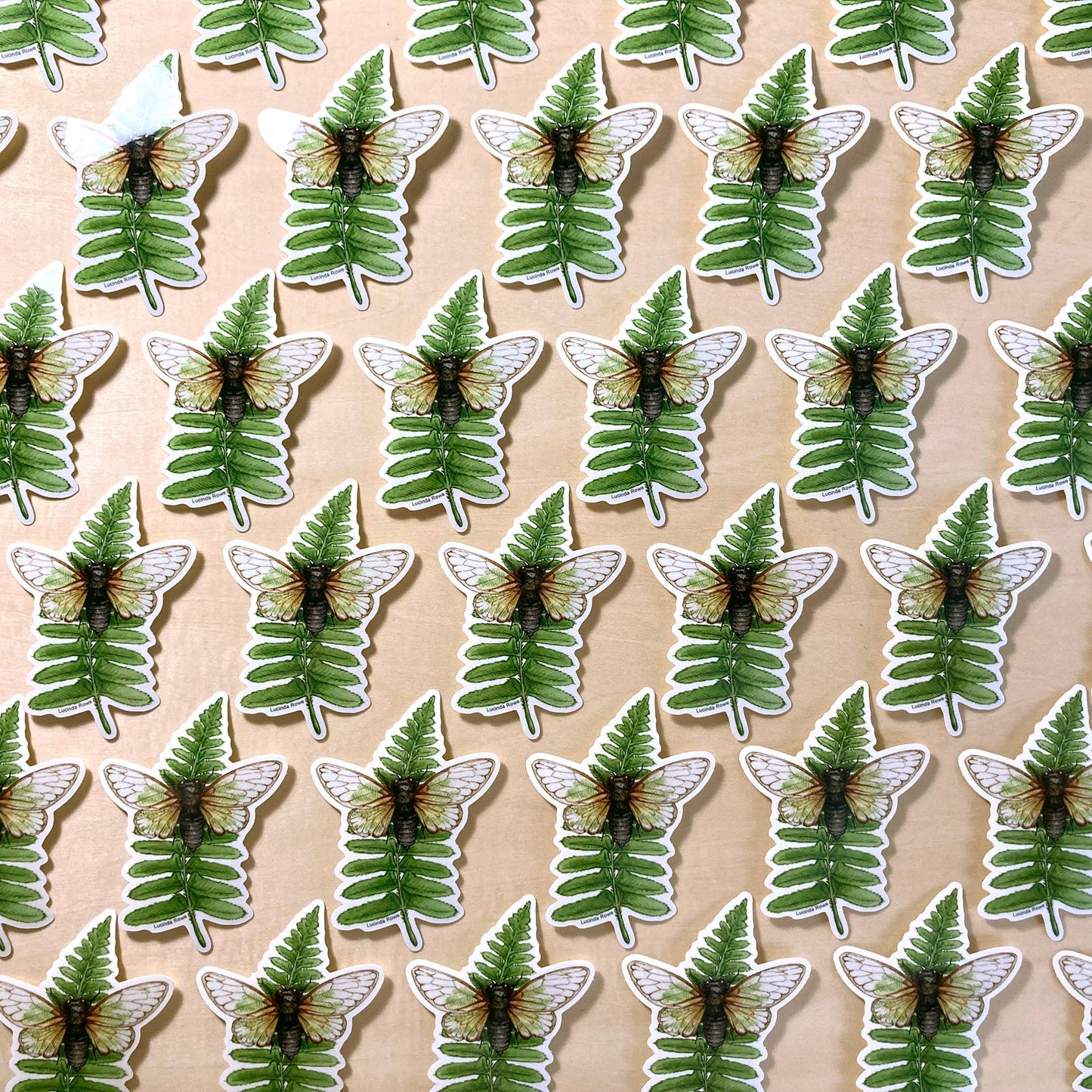 Vinyl Sticker - Cicada on Fern