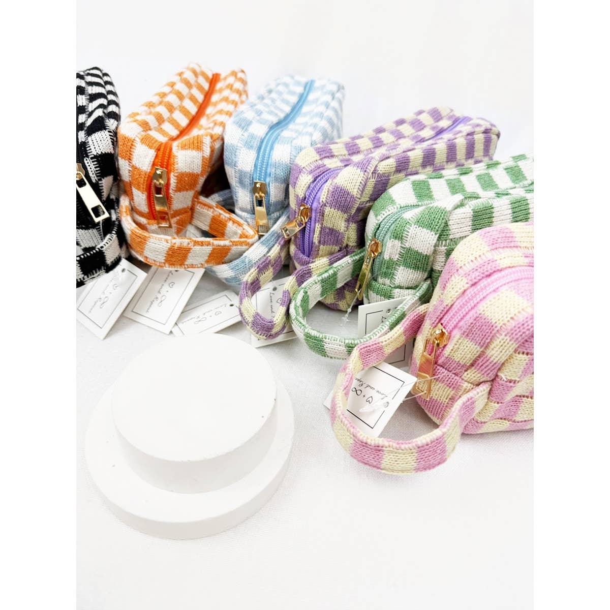 Famous Checker Cosmetic Bag with handle: MINT GREEN