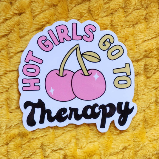 Hot girls go to therapy sticker hydroflask journal planner: White