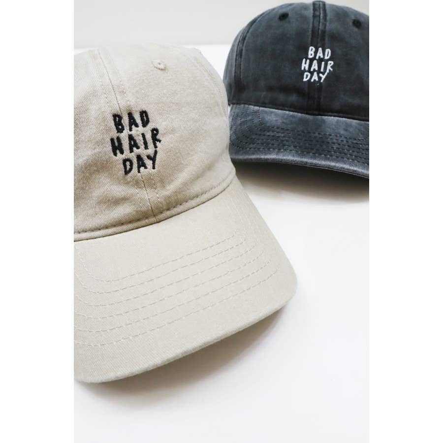 Bad Hair Day Embroidered Washed Baseball Cap: SAND