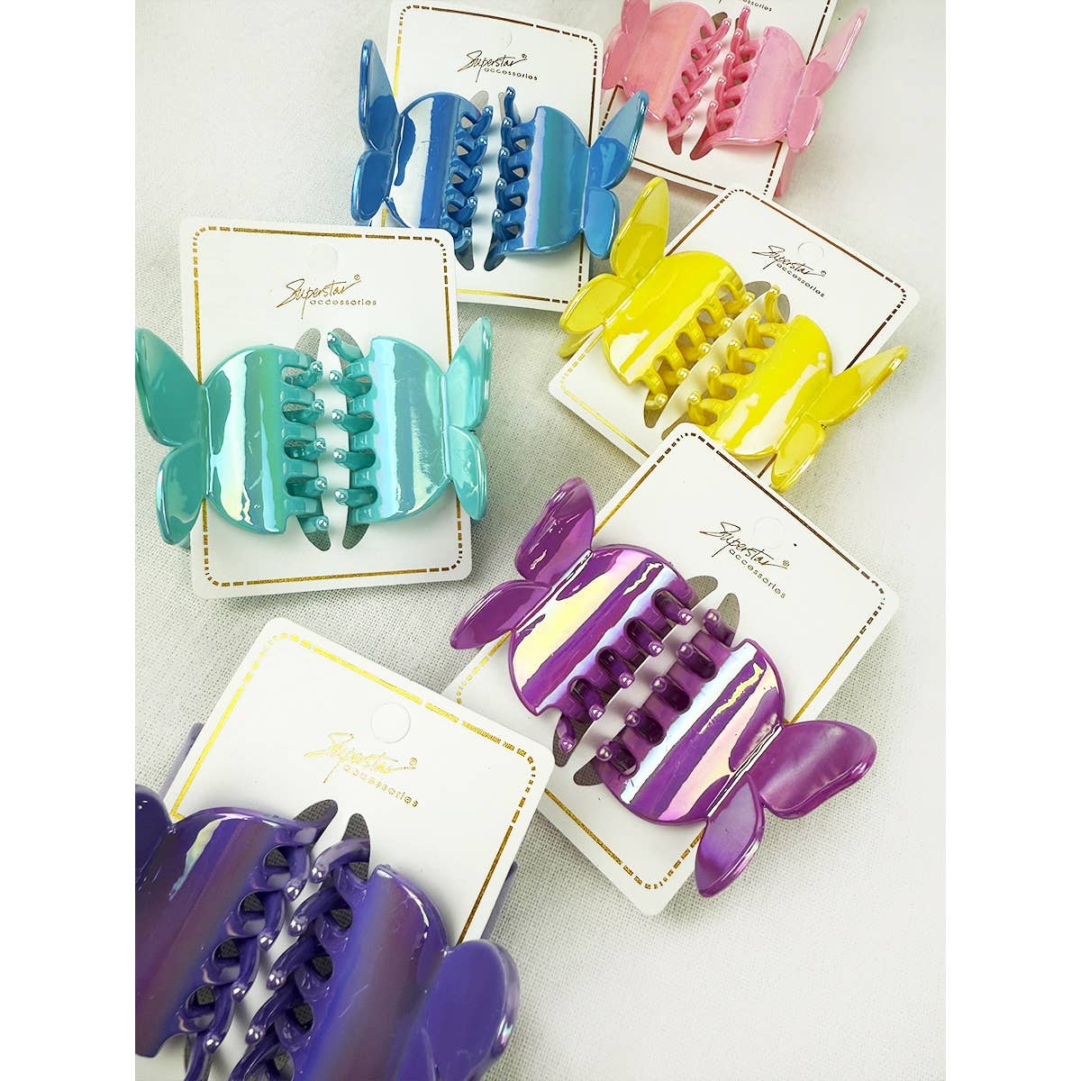 Shiny Spring Tone Butterfly Hair Clips
