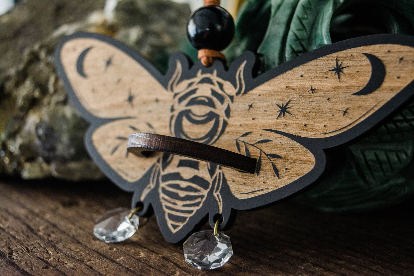 Cicada Airplant Holder Hanging Mini Suncatcher: Without Airplant / Stained Black
