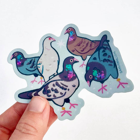 Sparkly Pigeons 3.5” Sticker