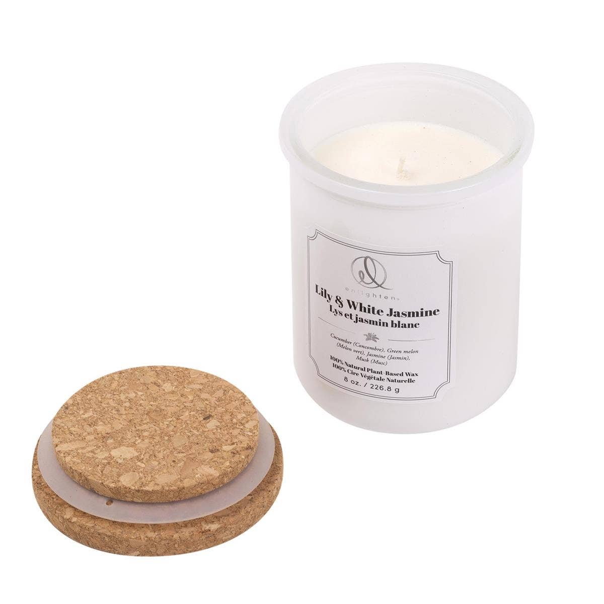 Truu Design Enlighten Candle with Wood Lid: Lily + White Jasmine / 8 oz.