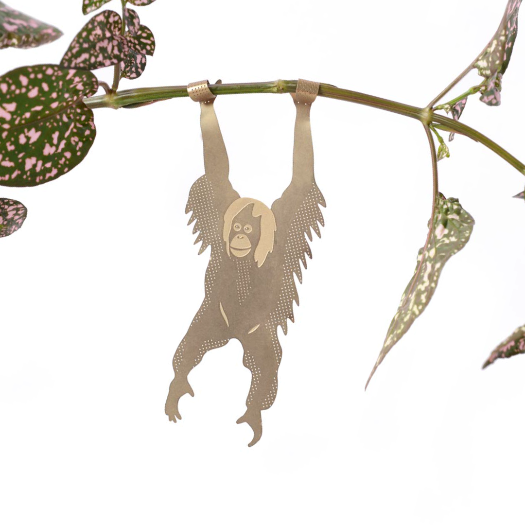 Plant Animal - Orangutan, brass plant hugger pal