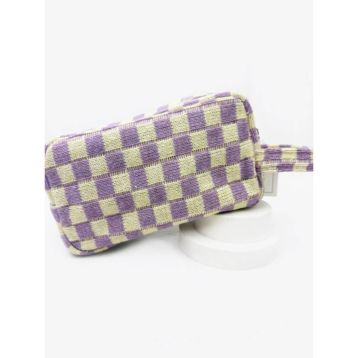 Famous Checker Cosmetic Bag with handle: MINT GREEN