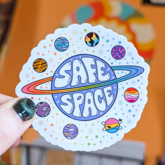 Safe space lgbtq sticker pride ally month hydroflask journal: White