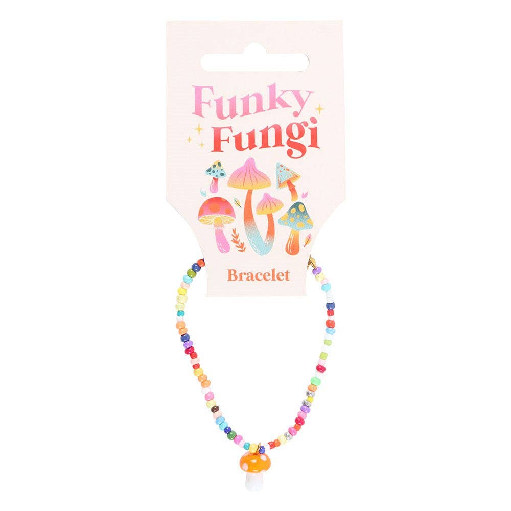 Orange Mushroom Beaded Charm Bracelet