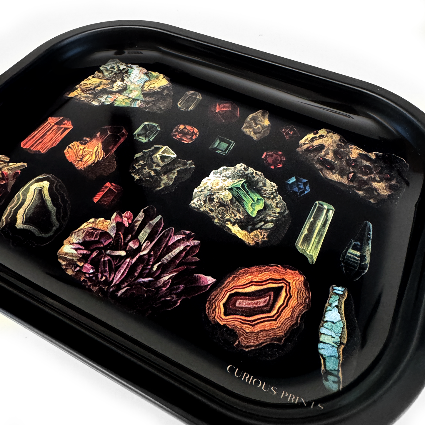 Small Metal Dark Gemstones Crystals Catchall Tray