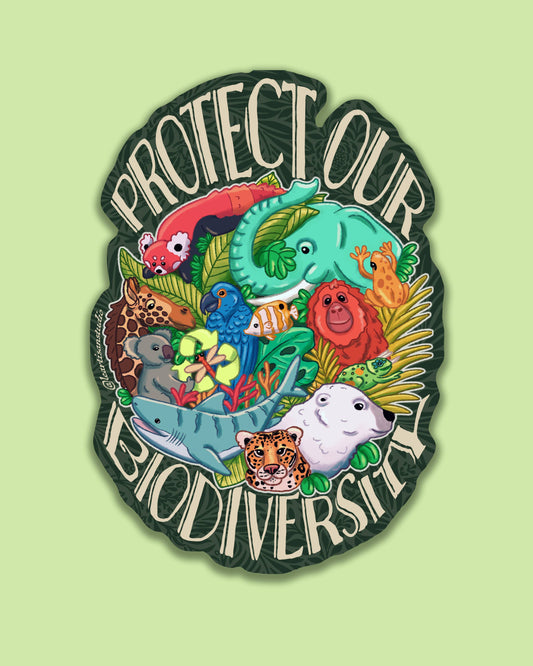 BIODIVERSITY Wildlife Animal Sticker: 3 inch