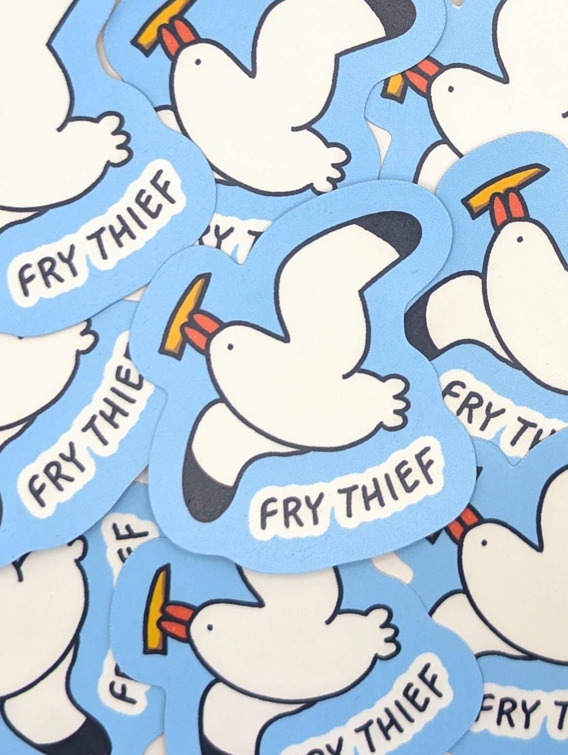 “Fry Thief” Seagull Sticker – Funny Vinyl Waterproof Sticker