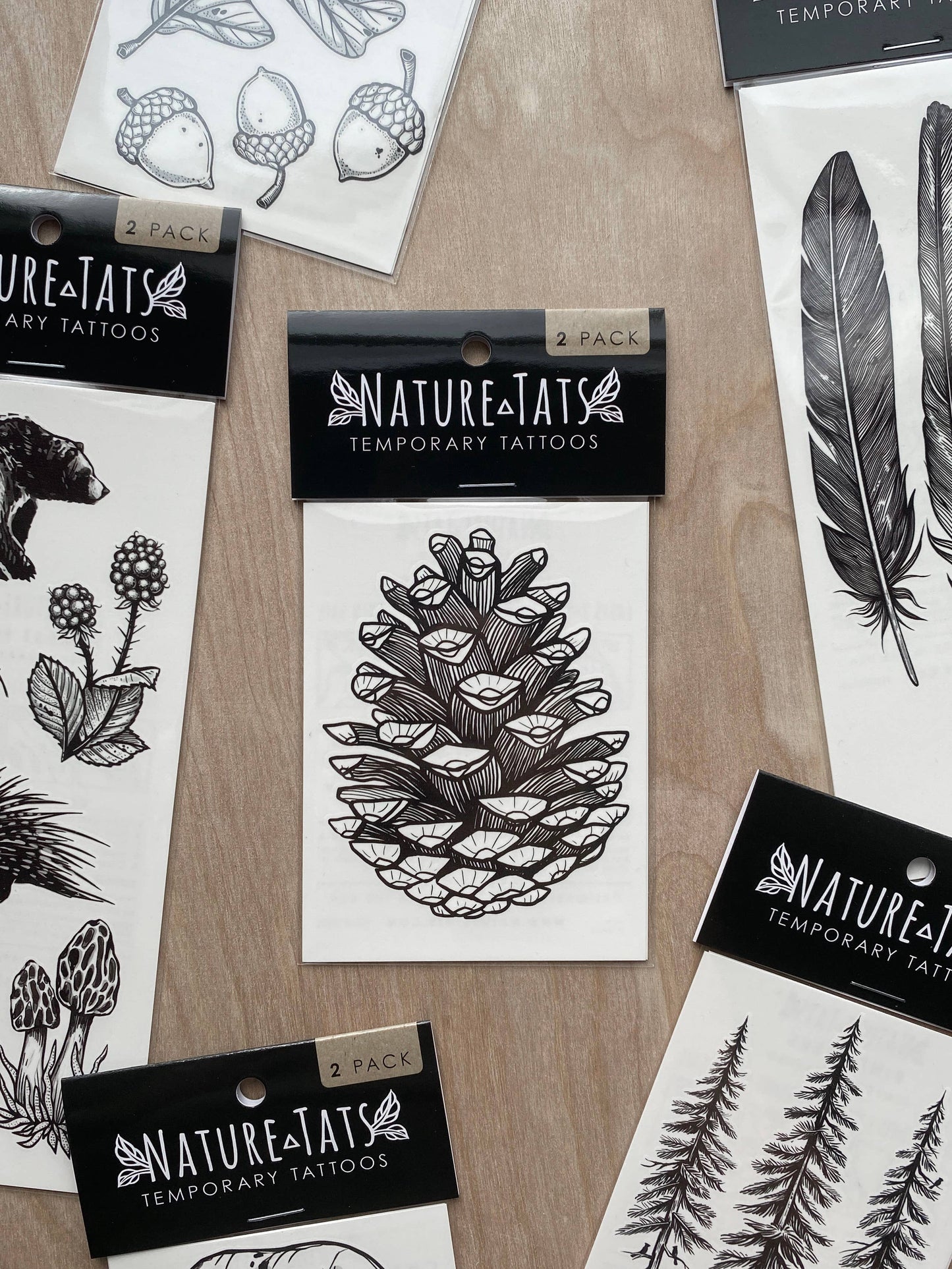Pinecone Temporary Tattoo: 1-Pack