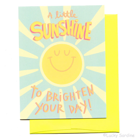 Little Sunshine To Brighten Your Day, Retro Sun Friend Card: Neon Yellow