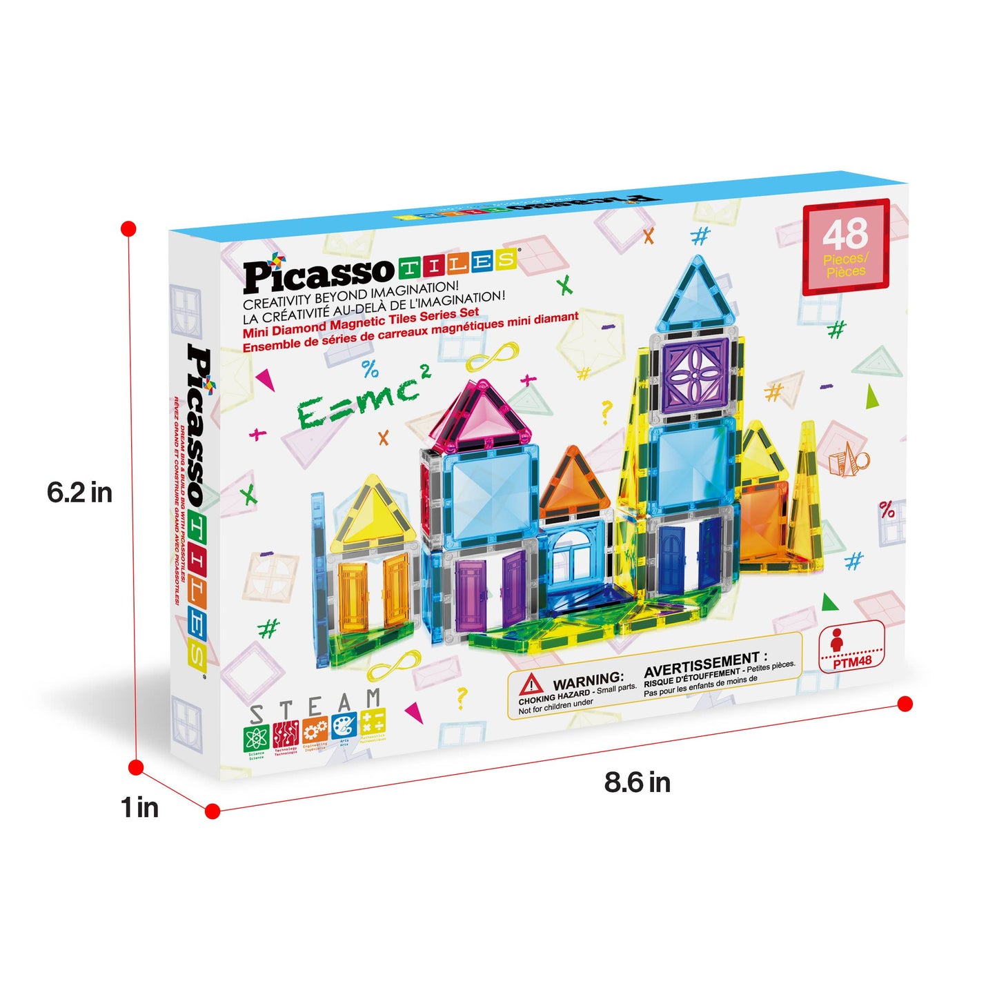 PicassoTiles 48 Pieces Travel Size Magnetic Tiles Toy