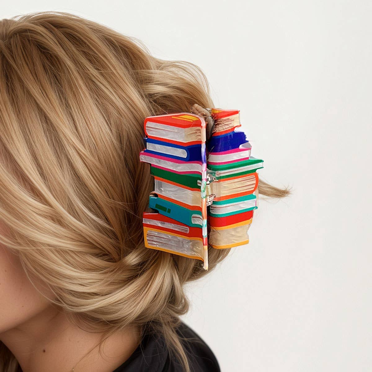 Book Style Acrylic Hair Claw Clip, Colorblock_CWAHA2069