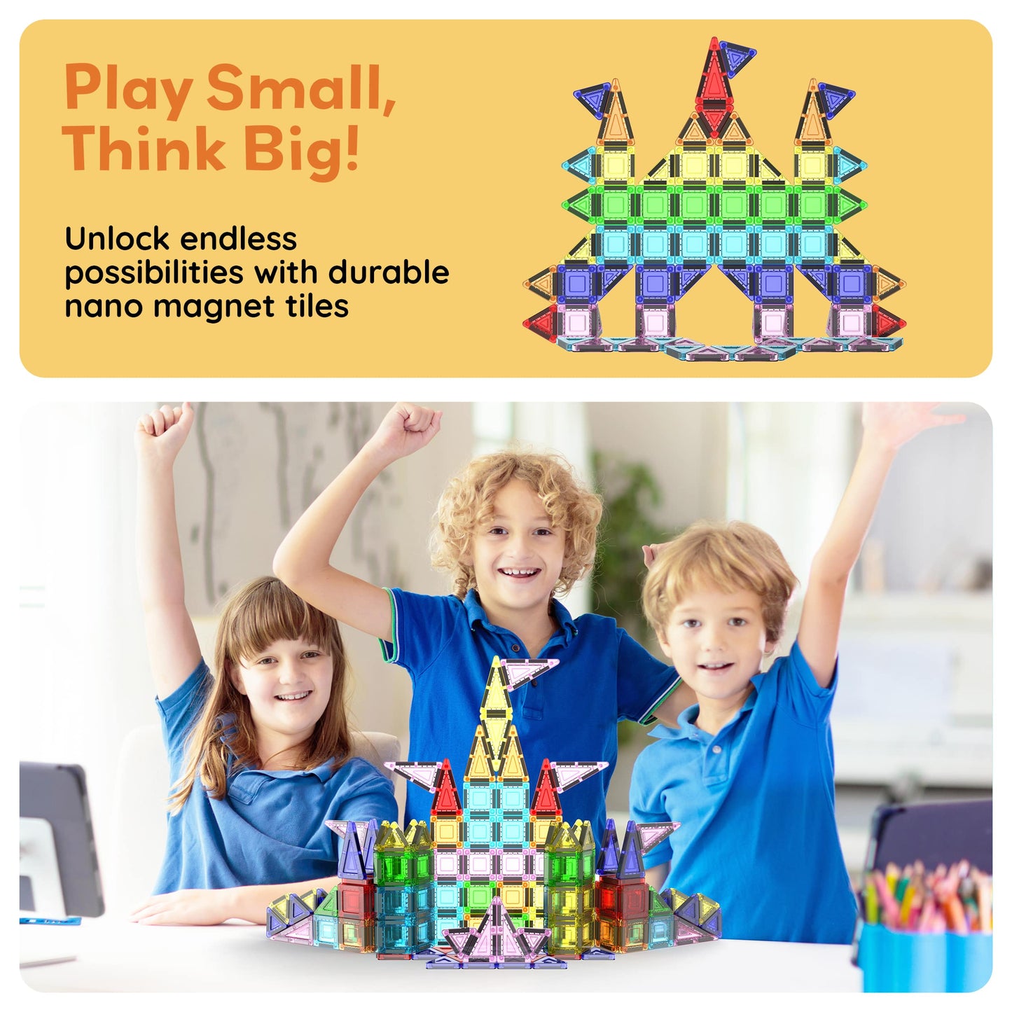 65pc Nano Magnetic Tiles Travel Set with Carry Zipper Bag