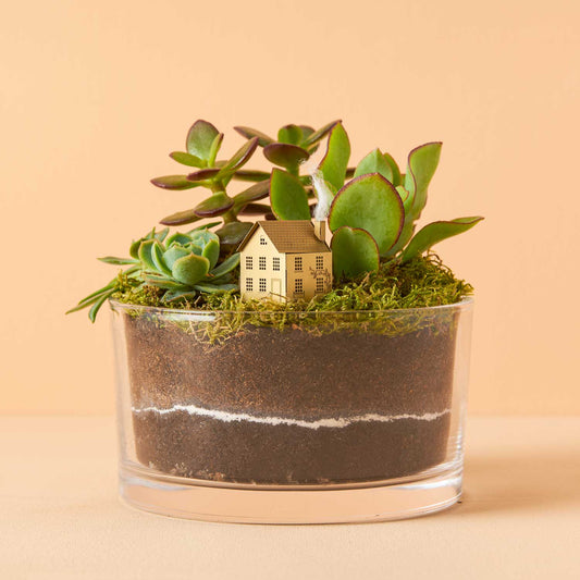 Mini Model House, Brass Terrarium Decor, DIY Crafting Kit