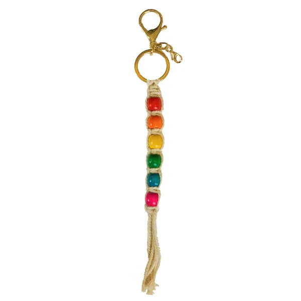 Rainbow Macrame Key Chain