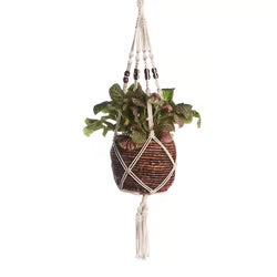 42" Brown Beaded Cotton Woven Planter
