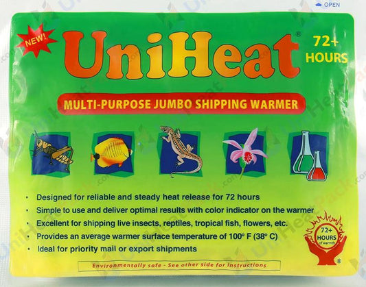 Shipping heat pack keeps the contents being shipped at a desired temperature to ensure survival